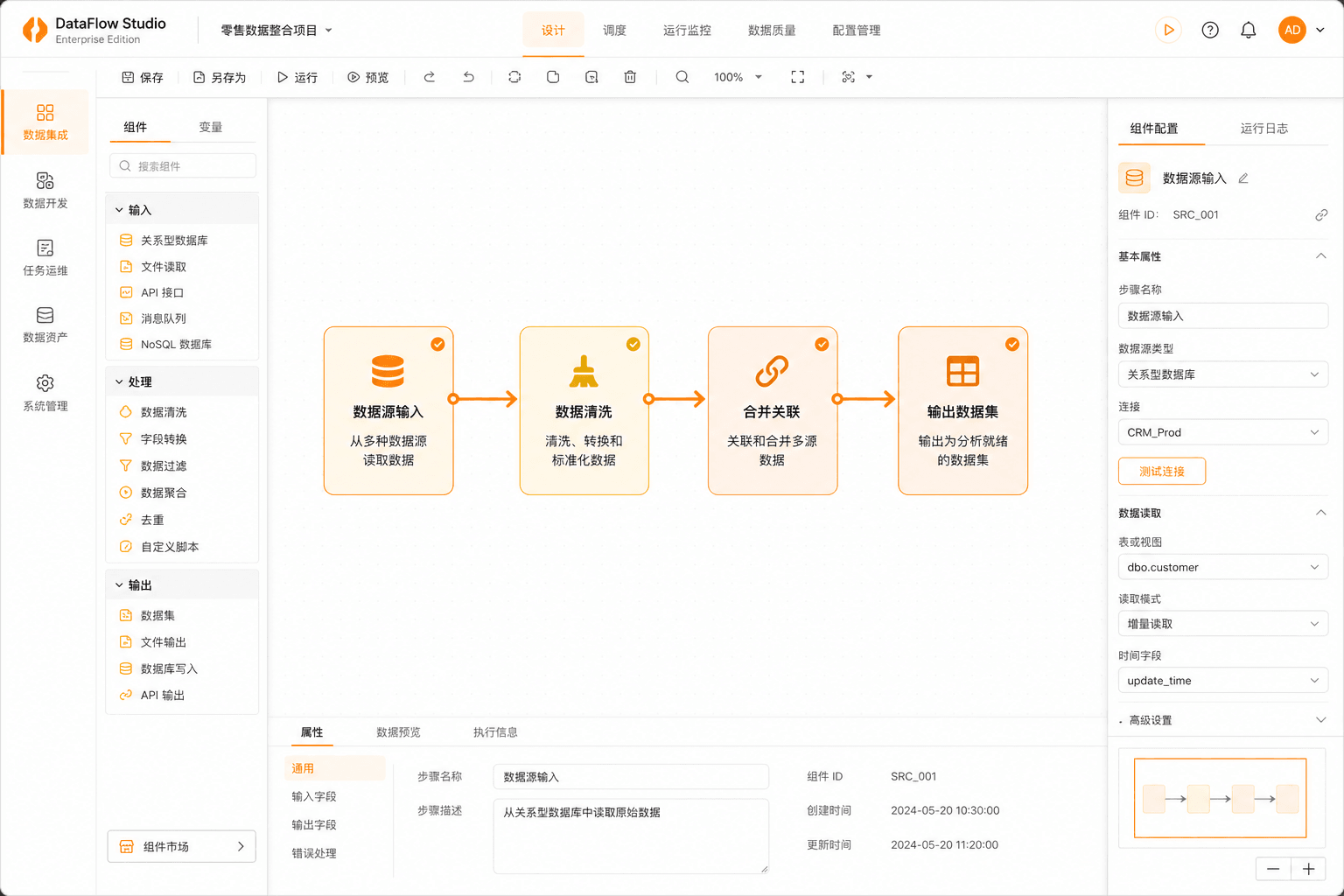 VeryReport 数据清洗 ETL 流程设计界面